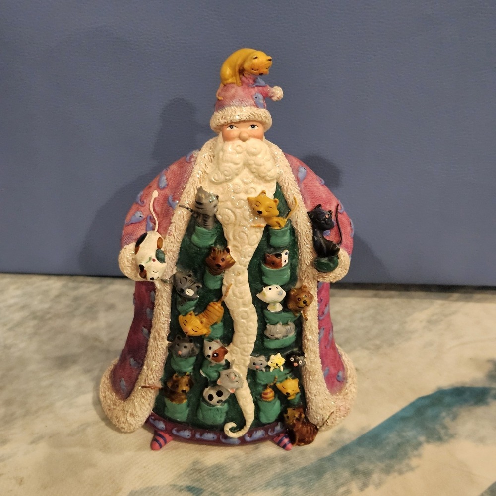 Jingle Paws Cat Santa Figurine W8908 Christmas Holiday Decor 8" Whimsical Cats